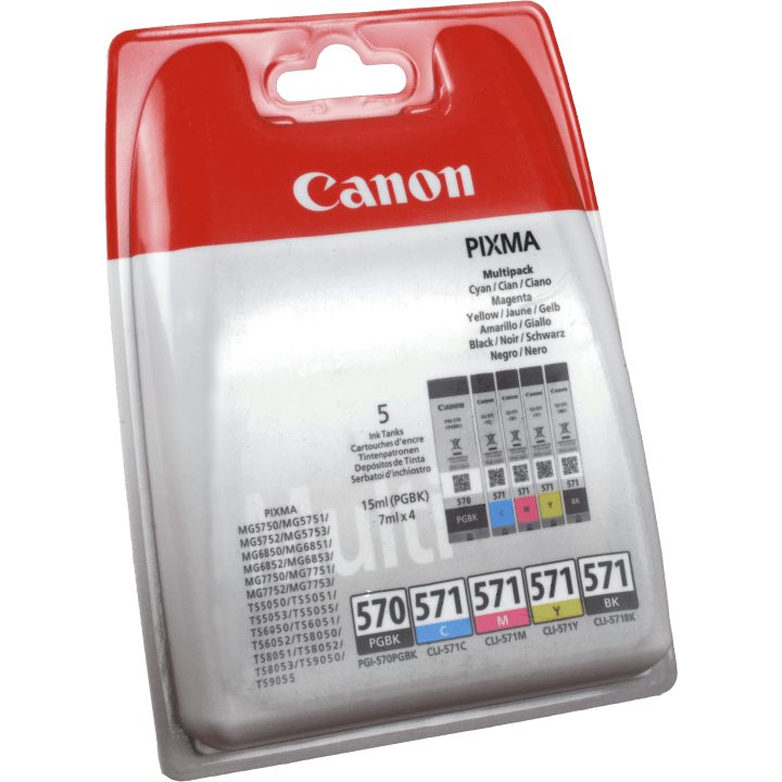 5 Canon Y ▷ C kaufen M CLI-571 Tinte Tinten PGI-570PGBK 0372C004 4-farbig BK